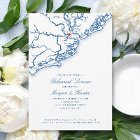 Charleston Map Navy Blue Wedding Rehearsal Dinner