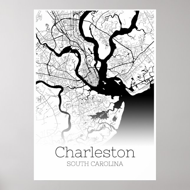 Charleston Map - South Carolina - City Map Poster (Front)