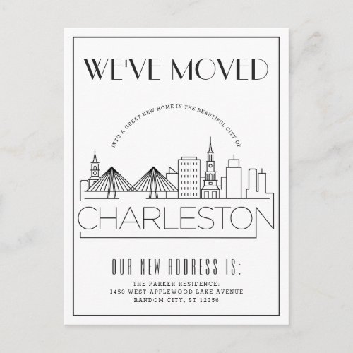 Charleston Modern Deco  Change of Address Announcement Postcard