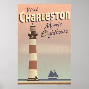 Charleston Morris Lighthouse Vintage Travel Poster