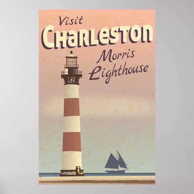 Charleston Morris Lighthouse Vintage Travel Poster (Front)