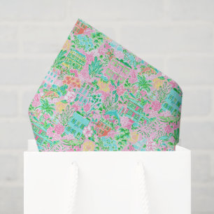 Charleston Pastel Preppy Palm Beach Pattern Print Tissue Paper