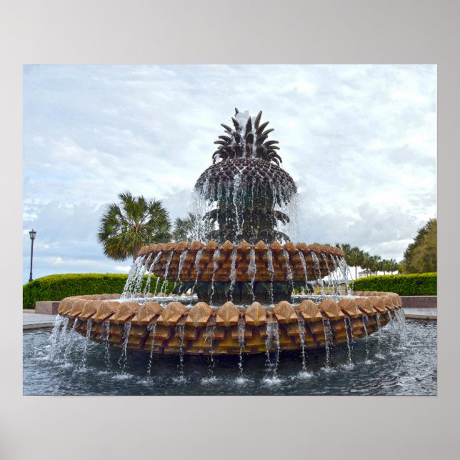 Charleston Pineapple Fountain, South Carolina Poster (Front)