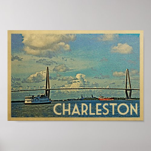 Charleston Poster Vintage Travel Cooper River