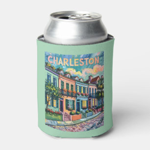 Charleston Rainbow Row Colorful Van Gogh Travel Can Cooler