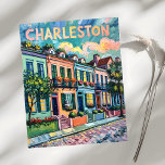 Charleston Rainbow Row Colorful Van Gogh Travel Postcard<br><div class="desc">A vibrant Charleston postcard featuring the iconic Rainbow Row painted in a Van Gogh–inspired style. The pastel houses of the Historic District glow with bold brushstrokes, swirling skies, and colorful cobblestone streets, capturing the charm of Charleston, South Carolina. This dreamy post-impressionist artwork blends southern history, coastal beauty, and painterly artistry...</div>