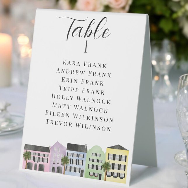 Charleston Rainbow Row Custom Wedding Photo Table Tent (Creator Uploaded)