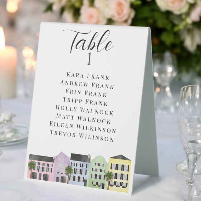 Charleston Rainbow Row Custom Wedding Table Tent (Creator Uploaded)