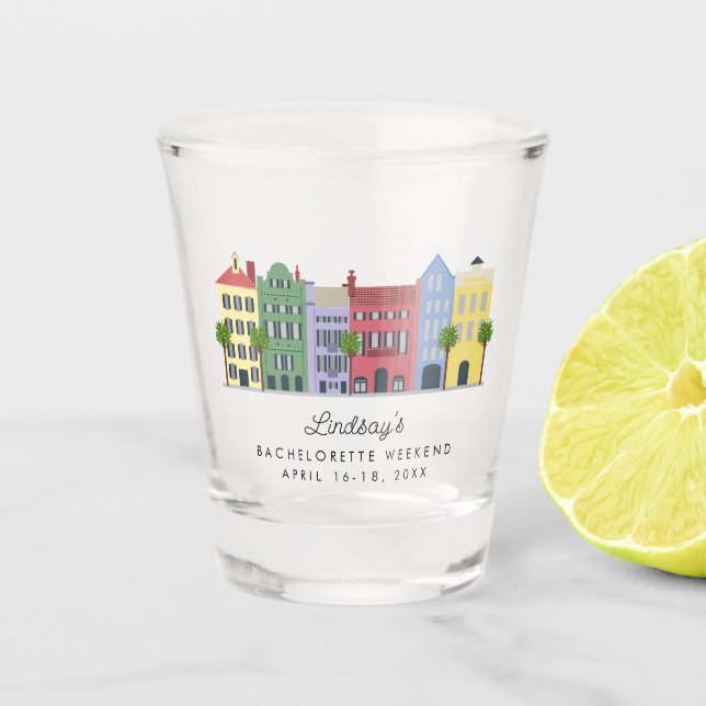 Charleston Rainbow Row Shot Glass (Front)