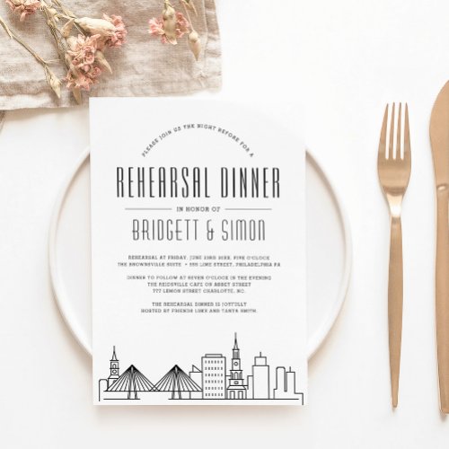 Charleston Rehearsal Dinner  City Skyline Invitation