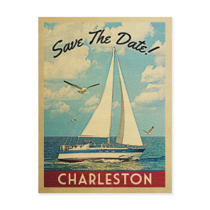 Charleston Save The Date Sailboat Nautical Announcement Postcard