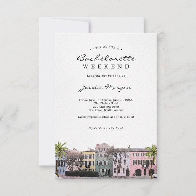 Charleston SC Bachelorette Party Weekend Invite (Front)