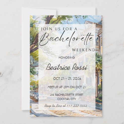 Charleston SC Bachelorette Weekend Party Invitation