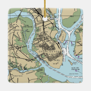 Charleston SC Chart Ceramic Ornament