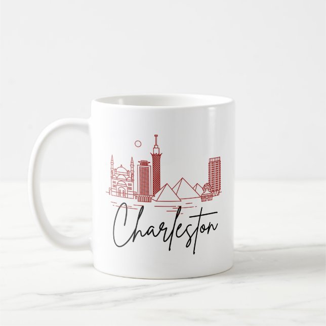 Charleston, SC | City Stylized Skyline Coffee Mug (Left)