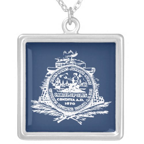 Charleston SC Flag Silver Plated Necklace