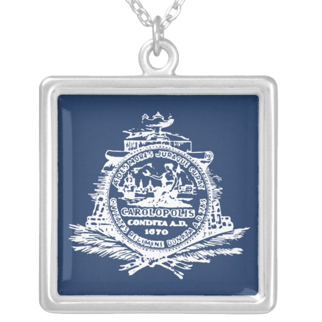 Charleston, SC Flag Silver Plated Necklace (Front)