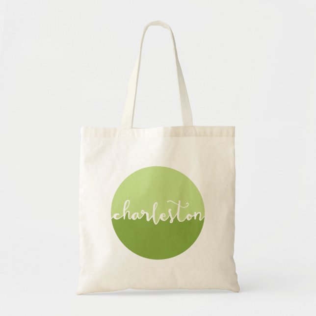 Charleston, SC | Green Circle Ombre Tote Bag (Front)