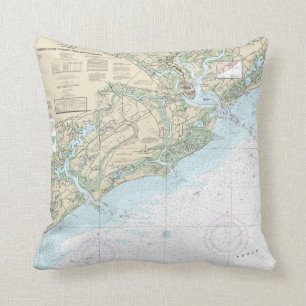 Charleston, SC Harbor Nautical Chart Pillow