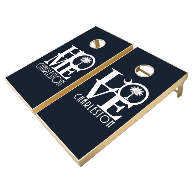 Charleston SC HOME LOVE Cornhole Set (Angled)