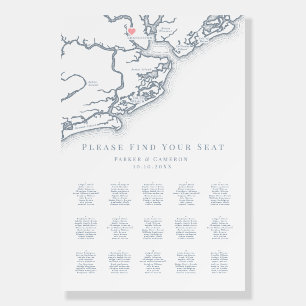 Charleston SC Map 15 Table Wedding Seating Chart Foam Board