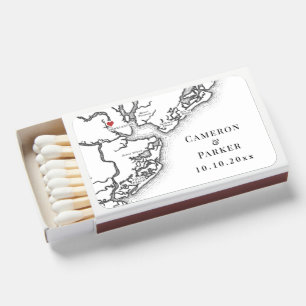 Charleston SC Map Elegant Black and White Wedding Matchboxes