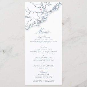 Charleston SC Map Elegant Dusty Blue Wedding Menu