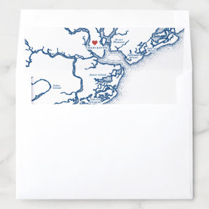 Charleston SC Map Elegant Navy Blue Wedding Envelope Liner