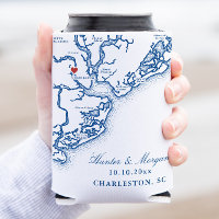 Charleston SC Map Elegant Navy Blue Wedding Favor