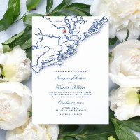Charleston SC Map Elegant Navy Blue Wedding