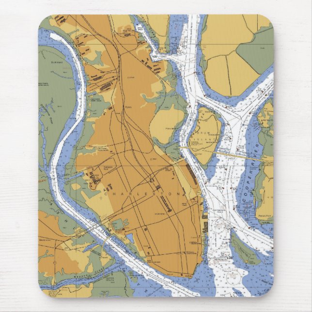 Charleston SC Nautical Harbor Chart mousepad (Front)