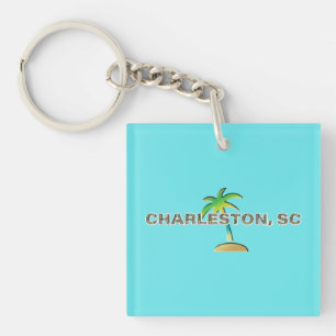 Charleston, SC: Palmetto trees letters Keychain