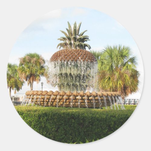 Charleston SC Pineapple Fountain Waterfront Park Classic Round Sticker