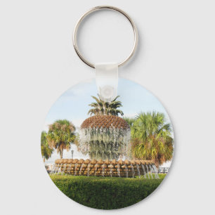 Charleston SC Pineapple Fountain, Waterfront Park Keychain