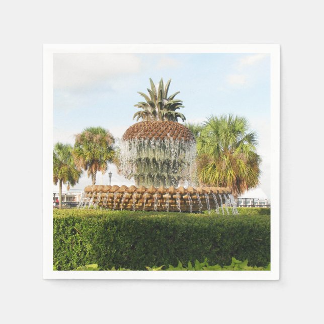 Charleston SC Pineapple Fountain, Waterfront Park Napkins (Front)