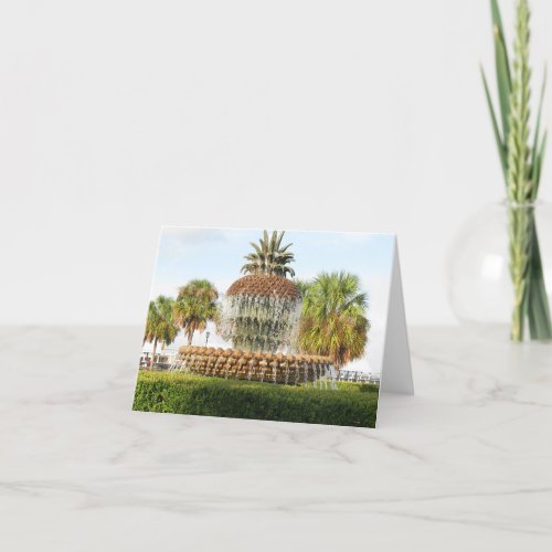 Charleston SC Pineapple Fountain Waterfront Park Thank You Card