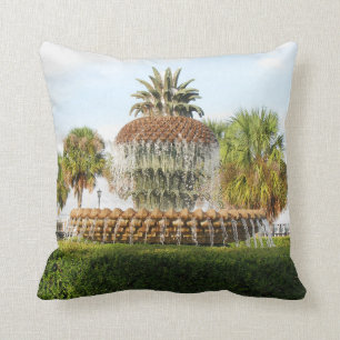 Charleston SC Pineapple Fountain, Waterfront Park Throw Pillow