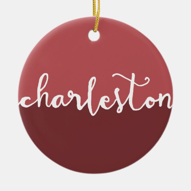 Charleston, SC | Rust Circle Ombre Ceramic Ornament (Front)