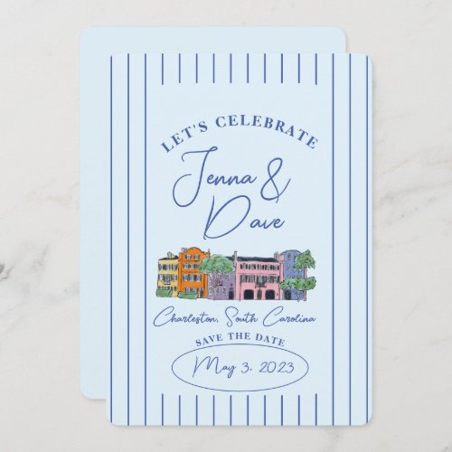 Charleston SC Save the Date Watercolor Wedding 