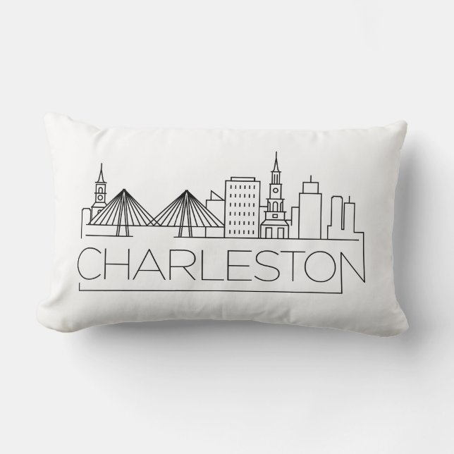 Charleston, SC Skyline Lumbar Pillow (Front)