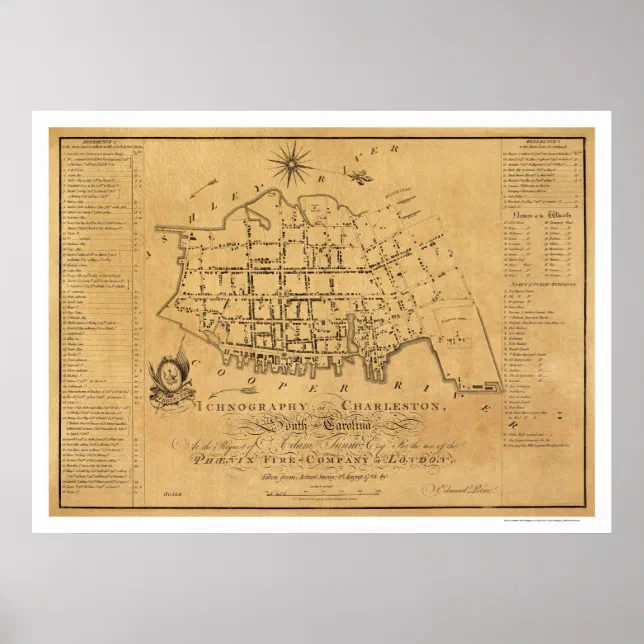 Charleston SC Street Map 1788 Poster | Zazzle