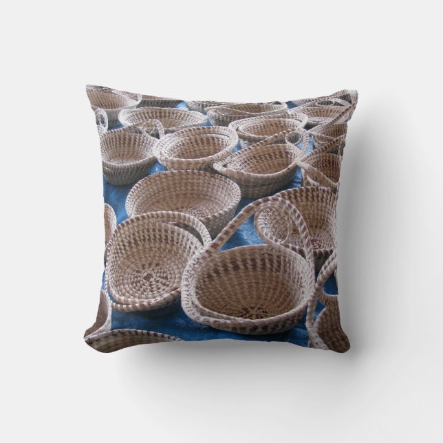 Charleston SC Sweetgrass Baskets Throw Pillow (Front)