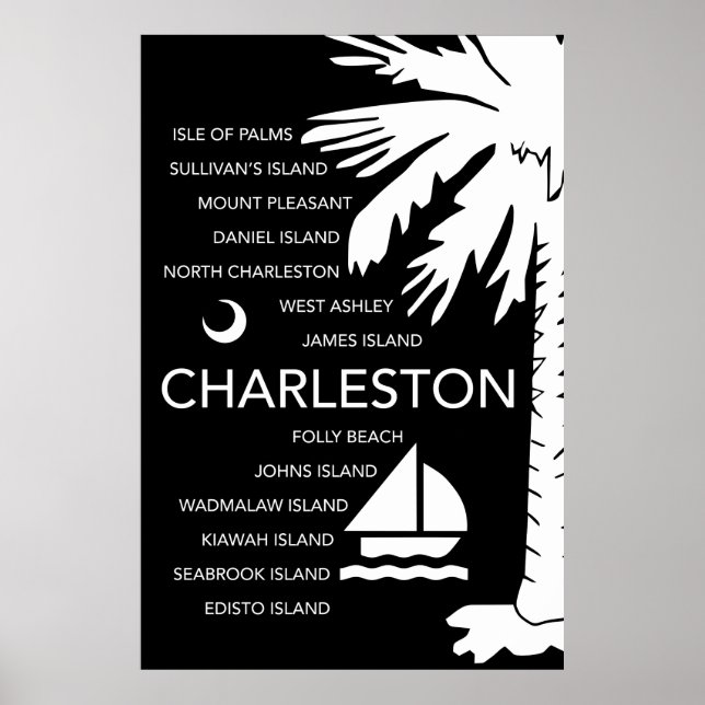 Charleston SC Towns - Black Poster (Front)