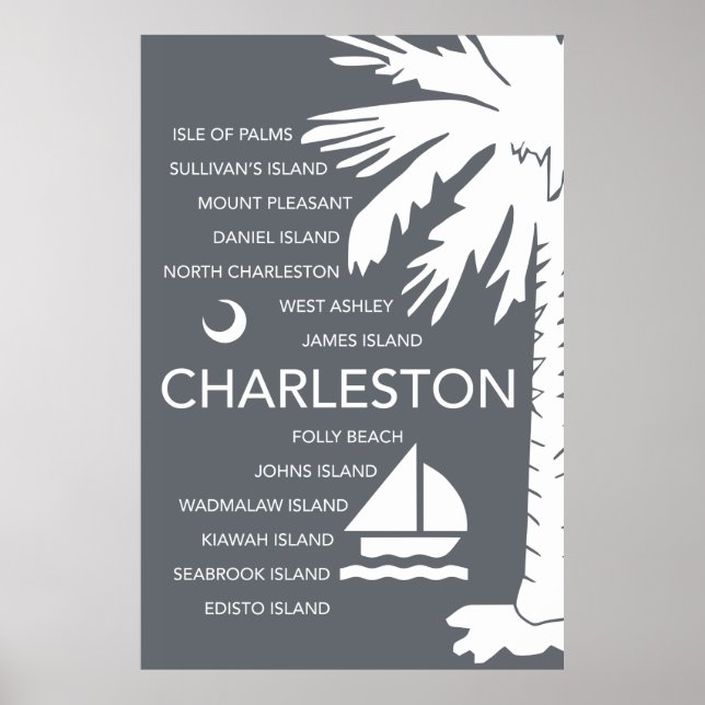 Charleston SC Towns - Charcoal Poster (Front)