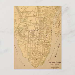 Charleston SC Vintage Map Postcard