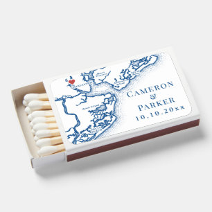 Charleston SC Wedding Favor Navy Blue Map Matchboxes