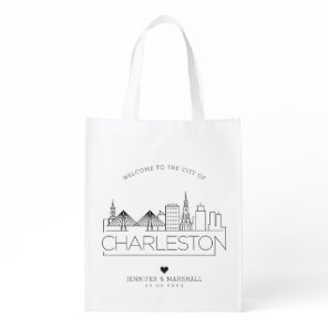 Charleston, SC Wedding | Stylized Skyline Grocery Bag