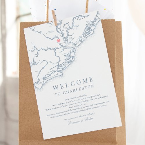 Charleston SC Wedding Welcome Itinerary Dusty Blue Thank You Card