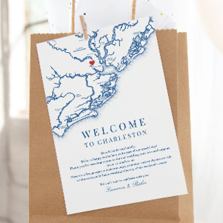 Charleston SC Wedding Welcome Itinerary Navy Blue Thank You Card