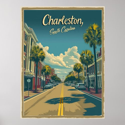 Charleston South Carolina A Vintage  Poster